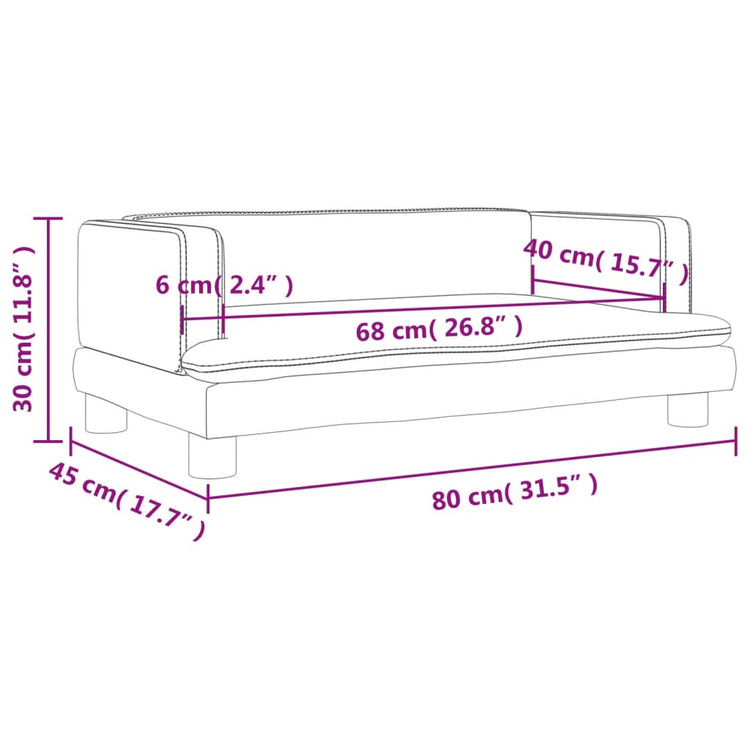 Divano per Bambini Crema 80x45x30 cm in Velluto 3196311