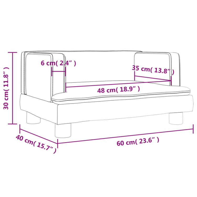 Divano per Bambini Blu 60x40x30 cm in Velluto 3196317