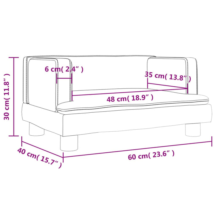 Divano per Bambini Rosa 60x40x30 cm in Velluto 3196320