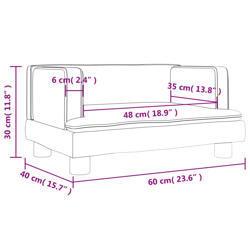 Divano per Bambini Crema 60x40x30 cm in Velluto 3196323