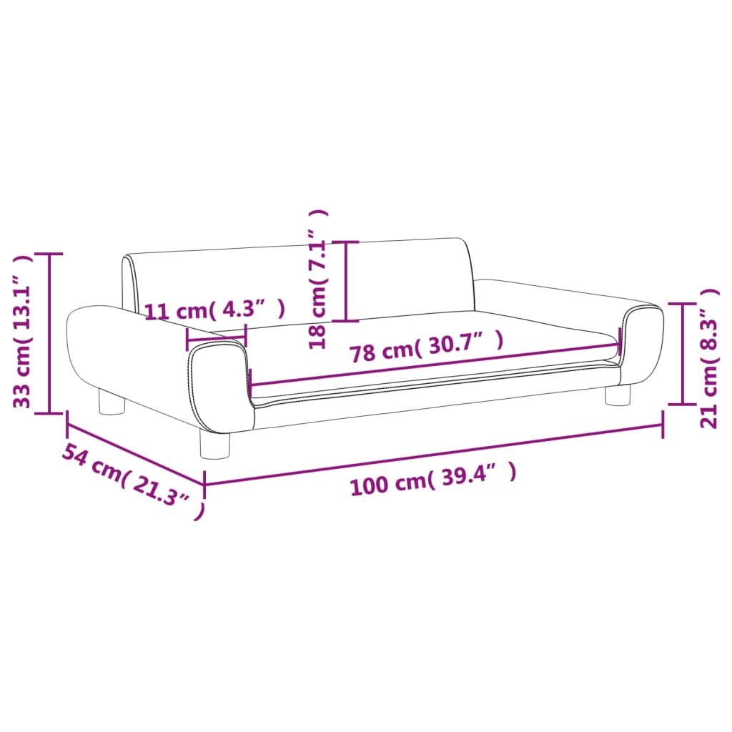 Divano per Bambini Blu 100x54x33 cm in Velluto 3196379