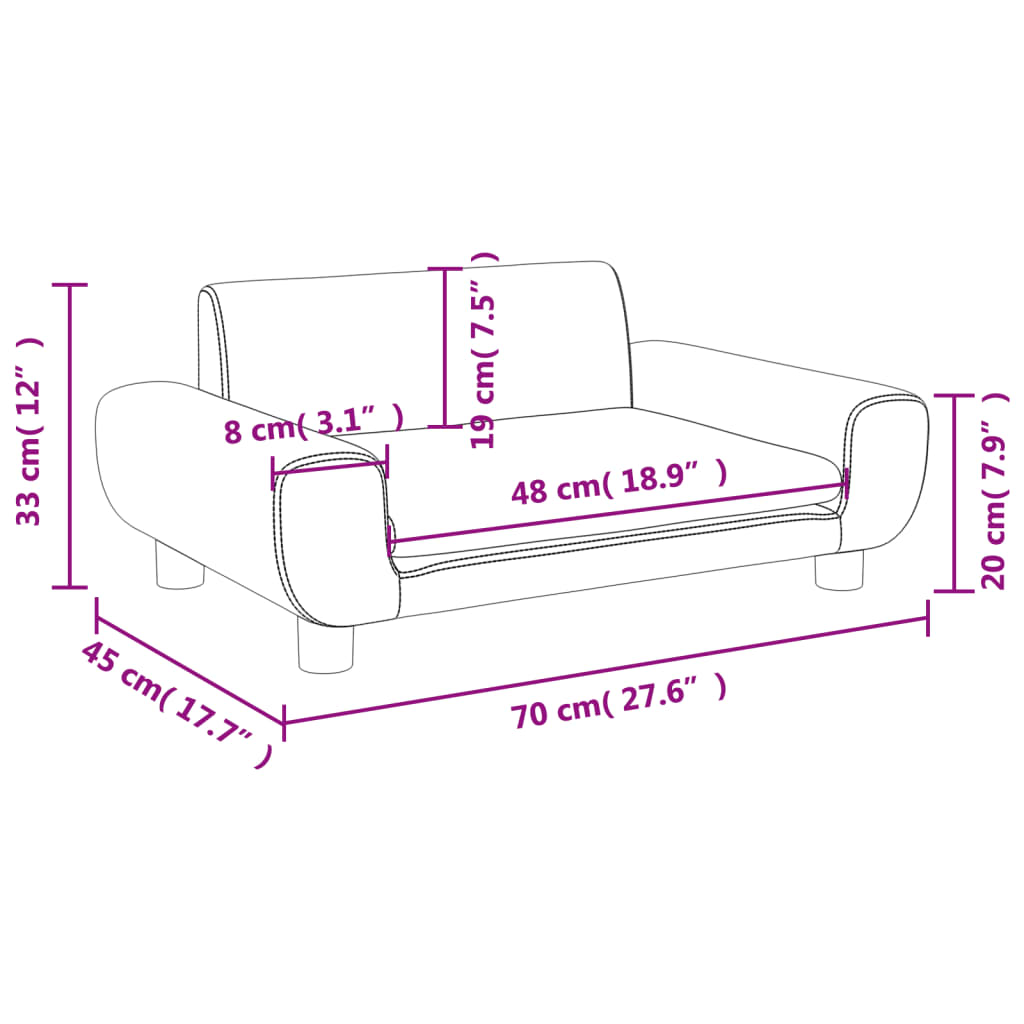 Divano per Bambini Marrone 70x45x33 cm in Velluto 3196391