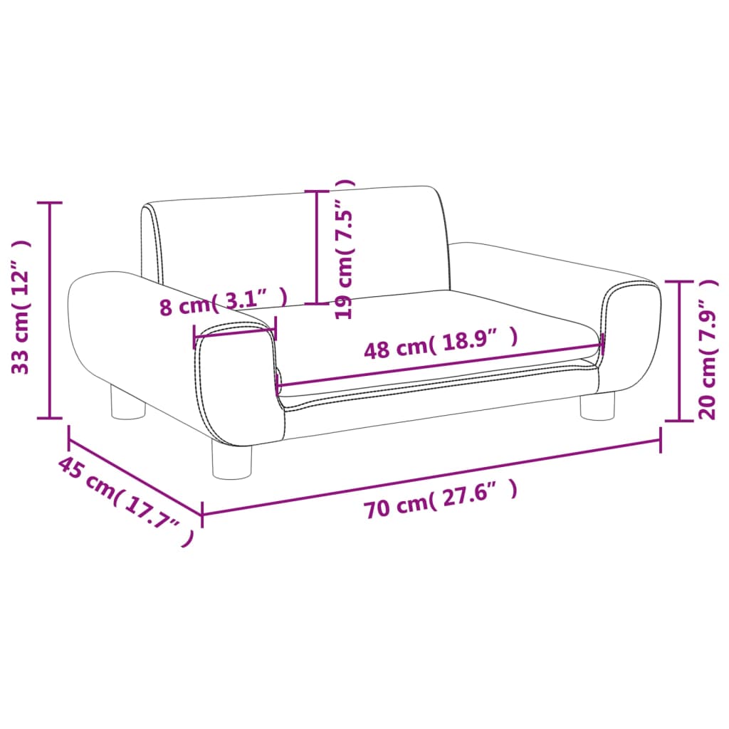 Divano per Bambini Crema 70x45x33 cm in Velluto 3196392