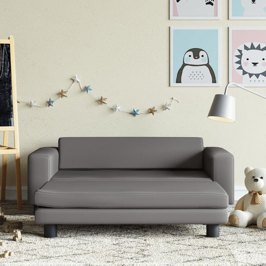 Divano Bambini con Poggiapiedi Grigio 100x50x30 cm Similpelle 3196417