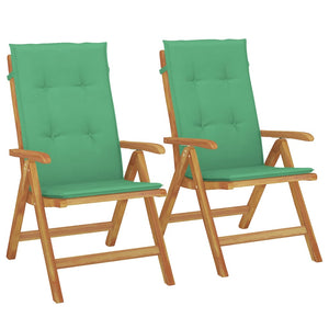 Sedie da Giardino Reclinabili con Cuscini 2 pz in Legno di Teak 3196438