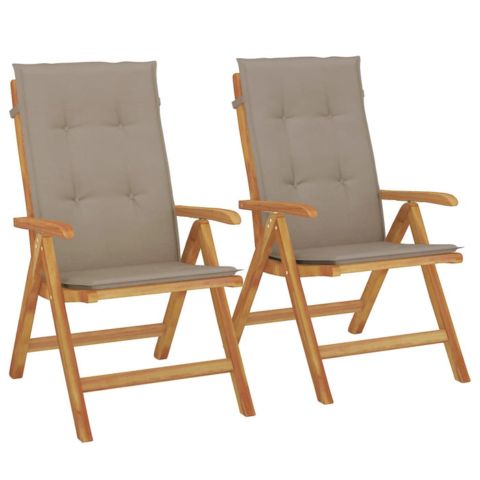 Sedie da Giardino Reclinabili con Cuscini 2 pz in Legno di Teakcod mxl 94509