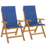 Sedie da Giardino Reclinabili con Cuscini 2 pz in Legno di Teak 3196443