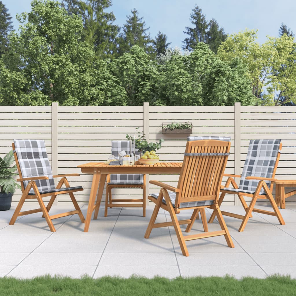 Sedie da Giardino Reclinabili con Cuscini 4 pz in Legno di Teakcod mxl 77070