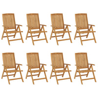 Sedie da Giardino Reclinabili con Cuscini 8 pz in Legno di Teak 3196524