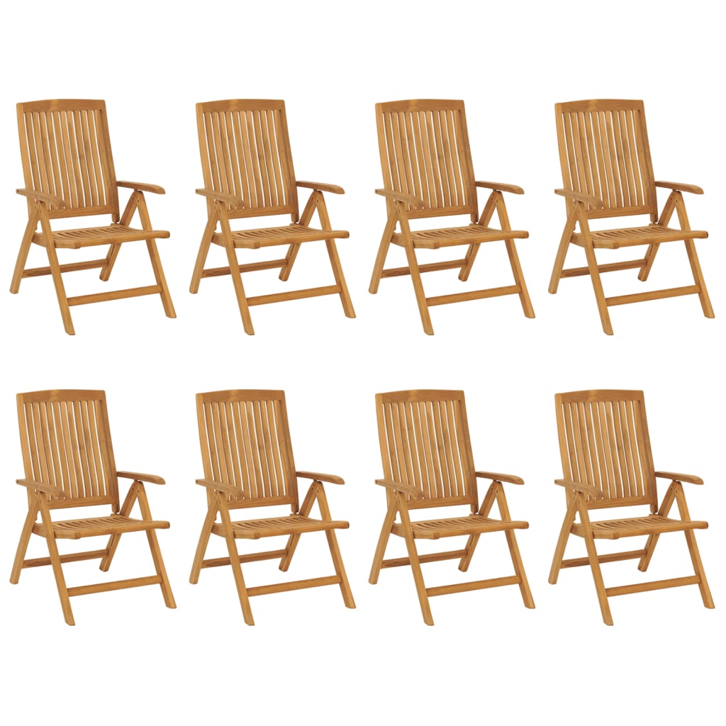 Sedie da Giardino Reclinabili con Cuscini 8 pz in Legno di Teak 3196525