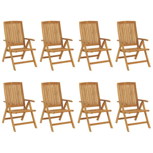 Sedie da Giardino Reclinabili con Cuscini 8 pz in Legno di Teak 3196528