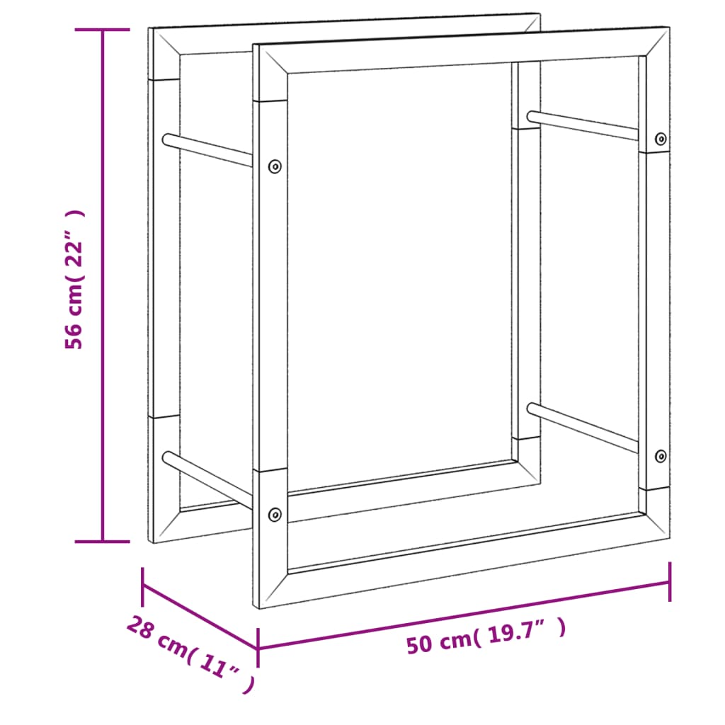 Portalegna 50x28x56 cm in Acciaio Inossidabile 357859