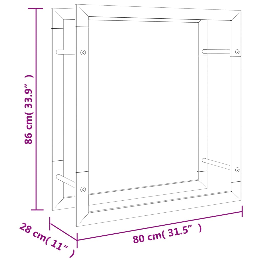 Portalegna 80x28x86 cm in Acciaio Inossidabile 357862