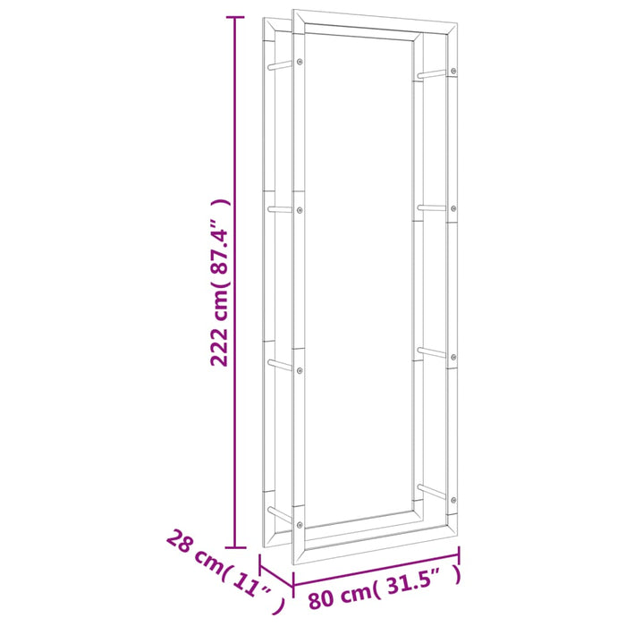 Portalegna 80x28x222 cm in Acciaio Inossidabile 357864