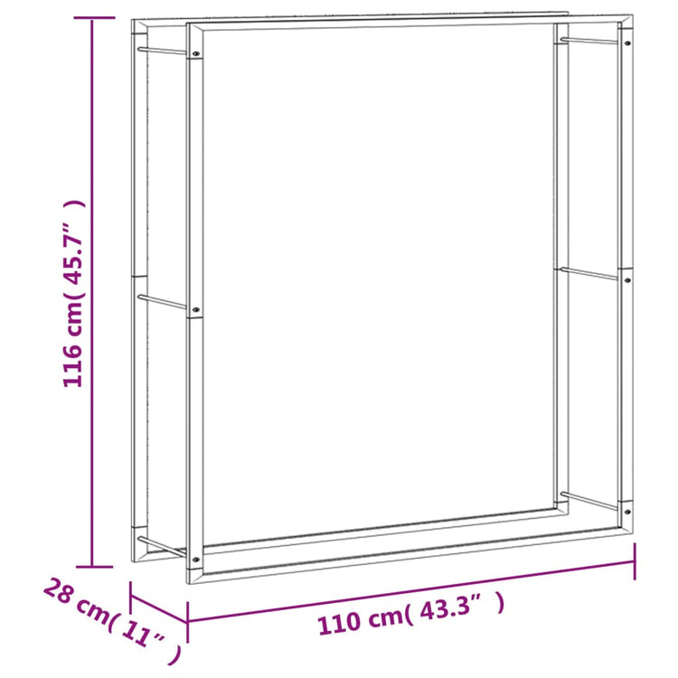 Portalegna 110x28x116 cm in Acciaio Inossidabile 357865