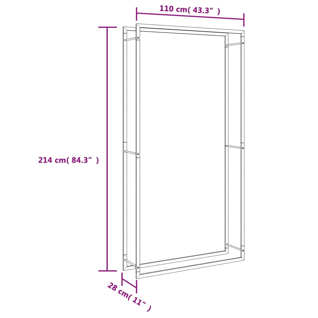 Portalegna 110x28x214 cm in Acciaio Inossidabile 357866