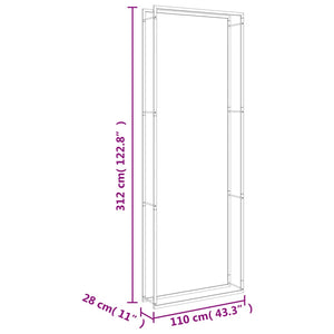 Portalegna 110x28x312 cm in Acciaio Inossidabile 357867