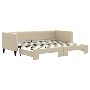 Divano Letto con Letto Estraibile Crema 80x200 cm Tessuto 3196577