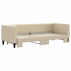 Divano Letto con Letto Estraibile Crema 80x200 cm Tessuto 3196577