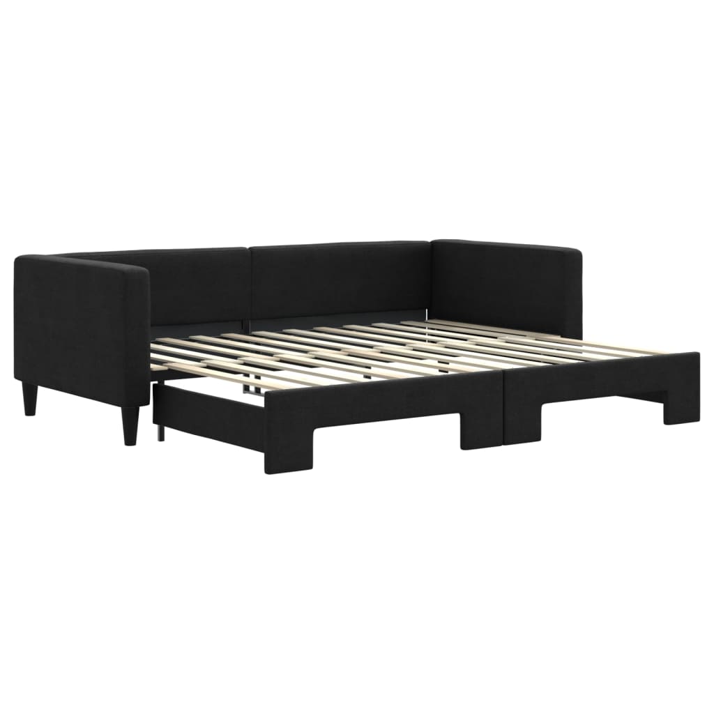 Divano Letto con Letto Estraibile Nero 90x200 cm in Tessuto 3196580