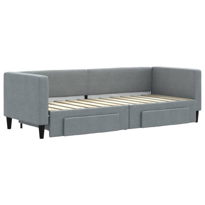 Divano Letto Estraibile Cassetti Grigio Chiaro 80x200cm Tessuto 3196609