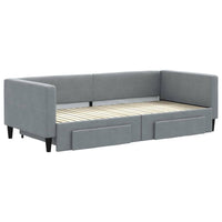 Divano Letto Estraibile Cassetti Grigio Chiaro 90x200cm Tessuto 3196614