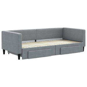 Divano Letto Estraibile Cassetti Grigio Chiaro 90x200cm Tessutocod mxl 106653