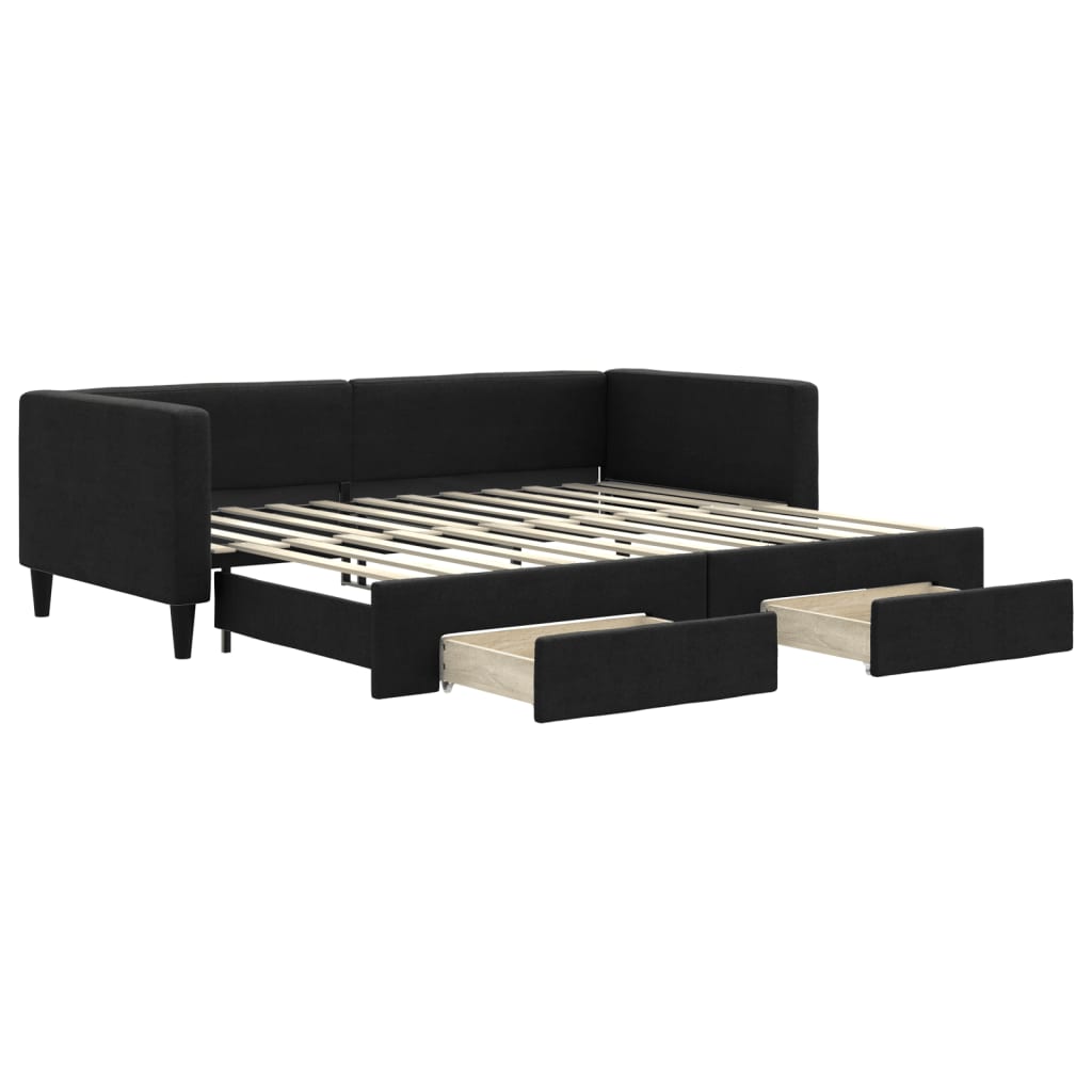 Divano Letto Estraibile con Cassetti Nero 90x200 cm in Tessutocod mxl 106652