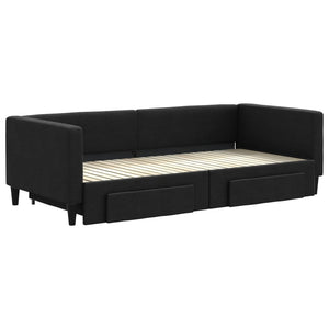 Divano Letto Estraibile con Cassetti Nero 90x200 cm in Tessutocod mxl 106652