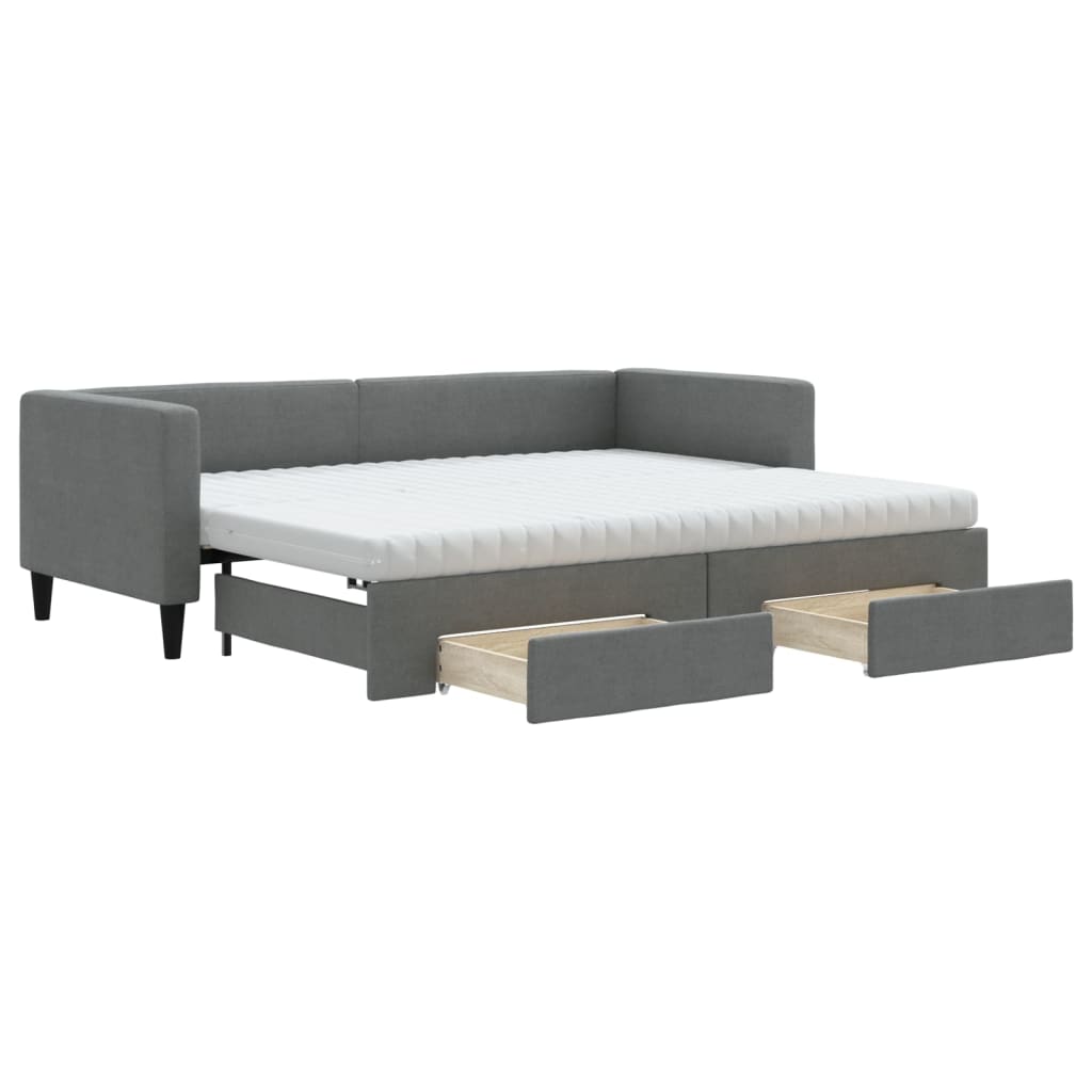 Divano Letto Estraibile Cassetti Grigio Scuro 80x200cm Tessutocod mxl 106668