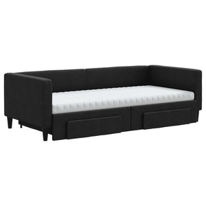 Divano Letto Estraibile con Cassetti Nero 90x200 cm in Tessutocod mxl 82732