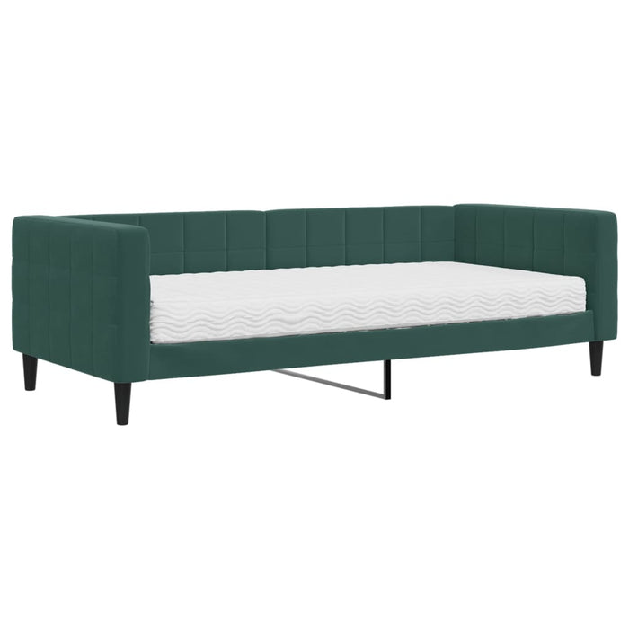 Divano Letto con Materasso Verde Scuro 90x200 cm in Velluto 3196669