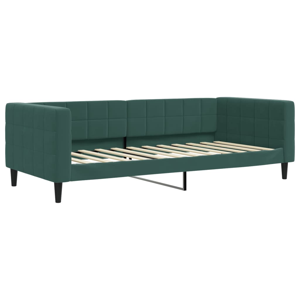 Divano Letto con Materasso Verde Scuro 90x200 cm in Velluto 3196669