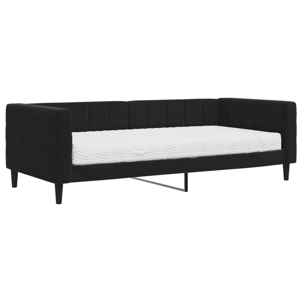 Divano Letto con Materasso Nero 90x200 cm in Velluto 3196671