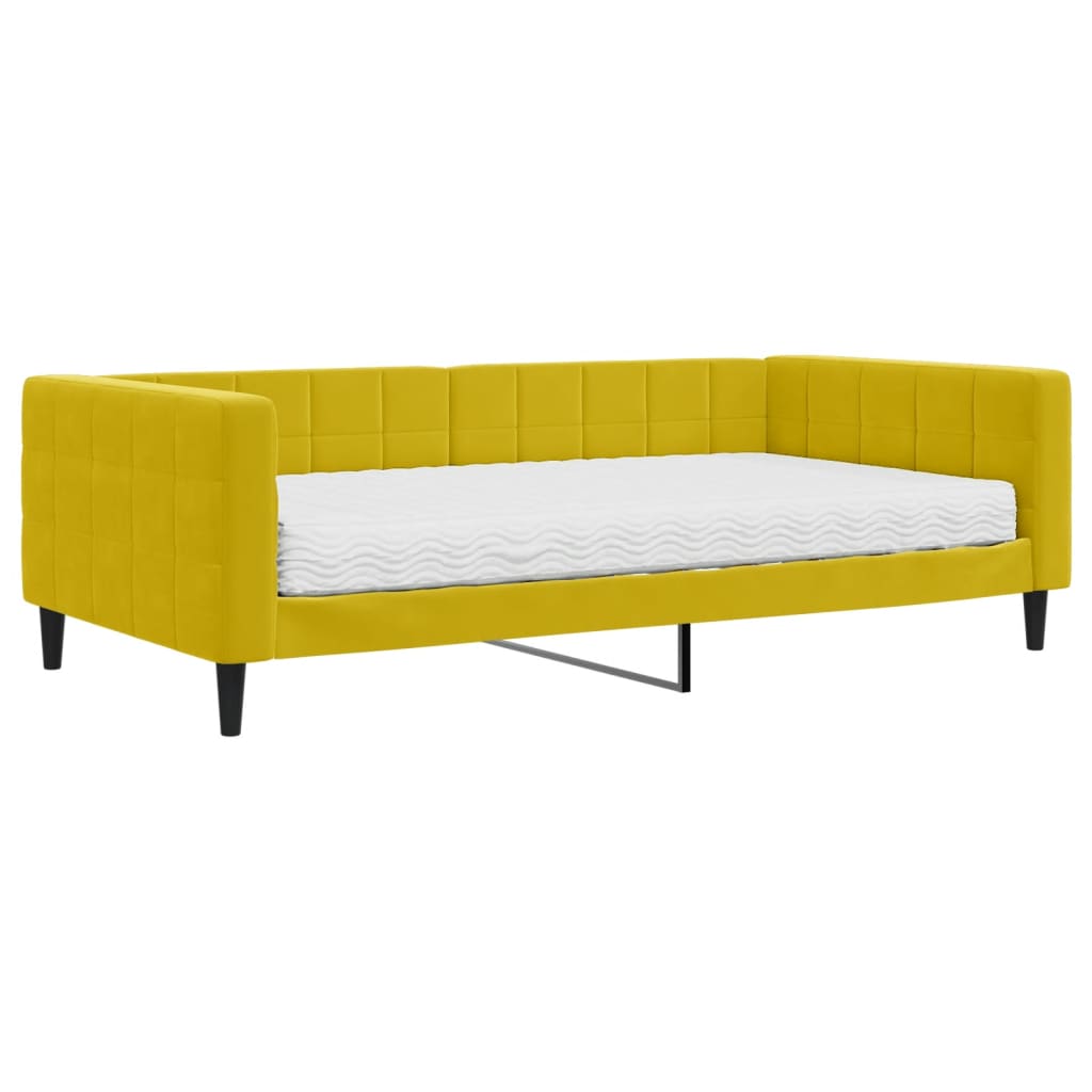 Divano Letto con Materasso Giallo 100x200 cm in Velluto 3196679