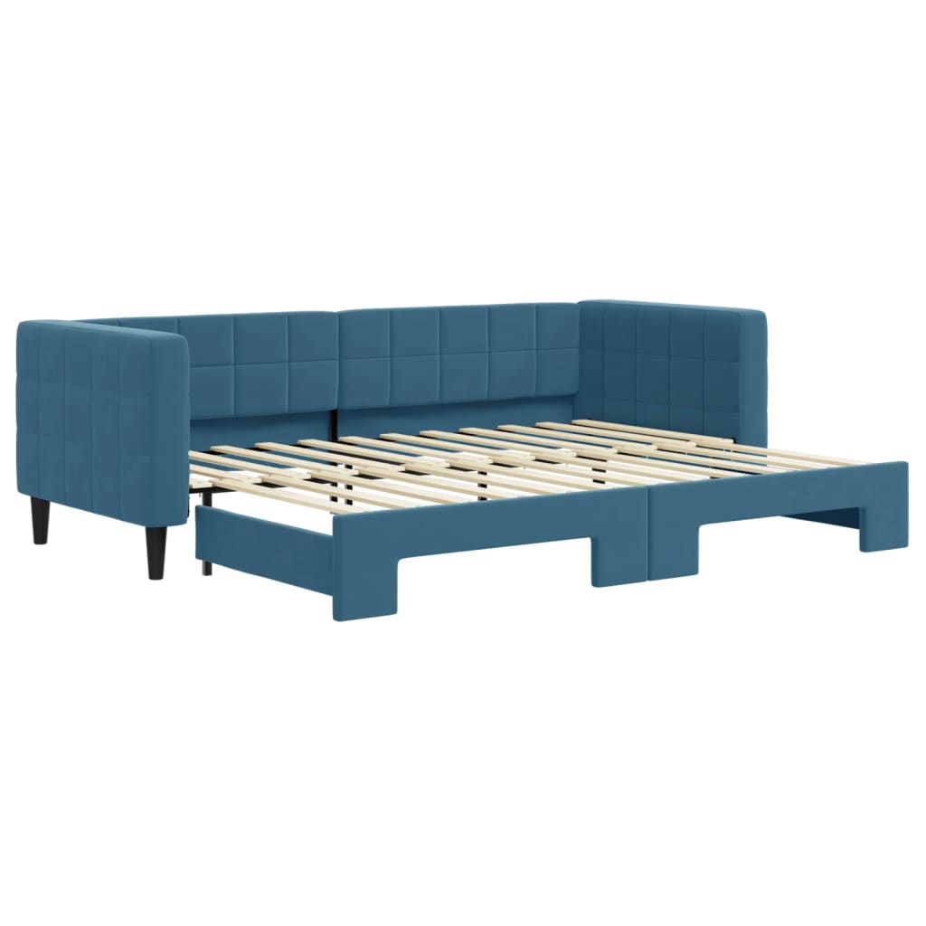 Divano Letto con Letto Estraibile Blu 80x200 cm in Velluto 3196683