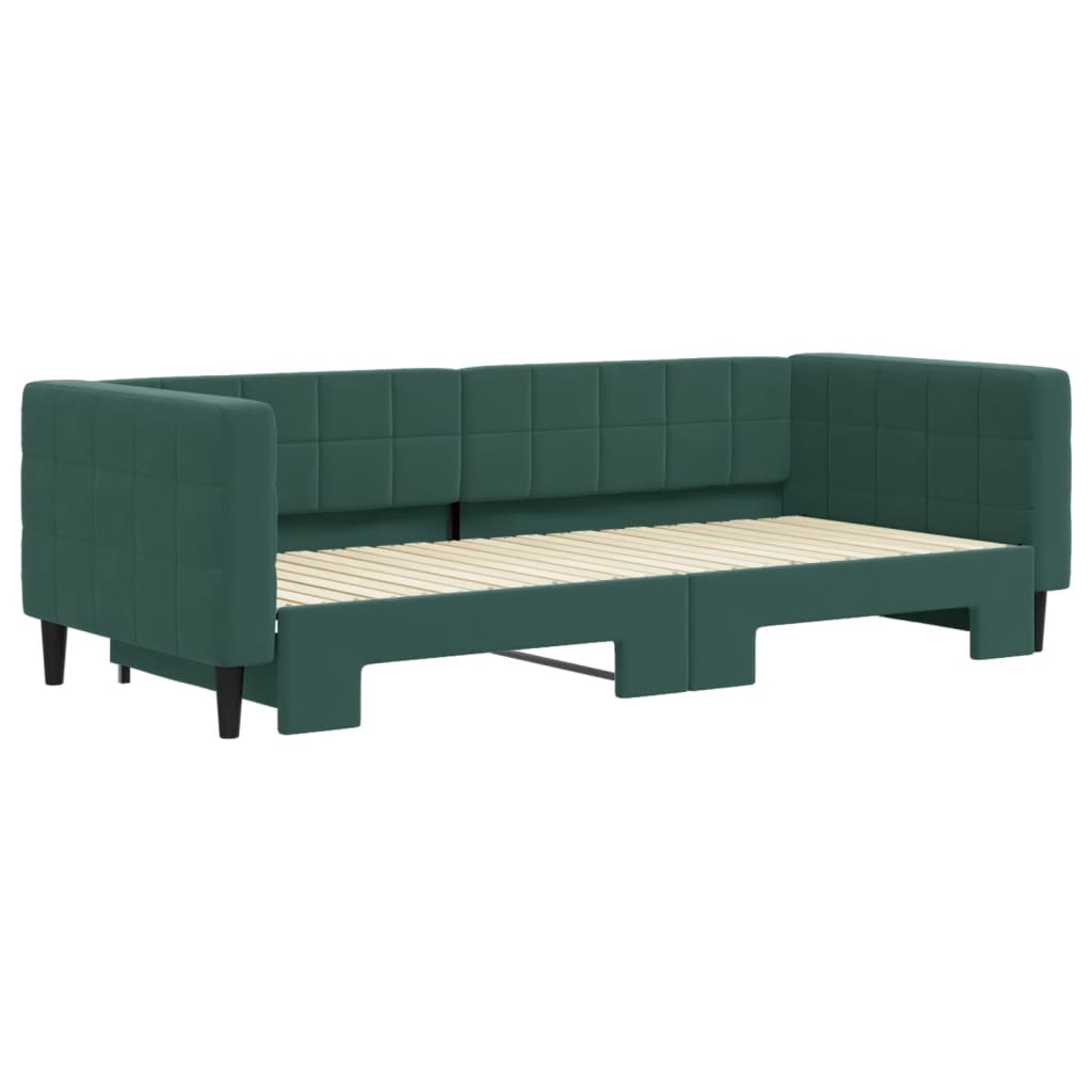 Divano Letto con Letto Estraibile Verde Scuro 90x200cm Velluto 3196693