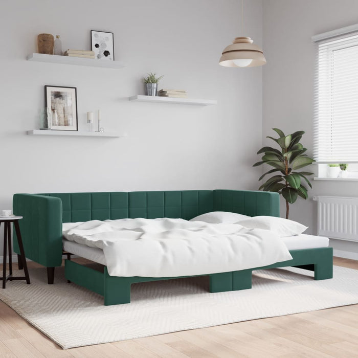 Divano Letto con Letto Estraibile Verde Scuro 90x200cm Velluto 3196693