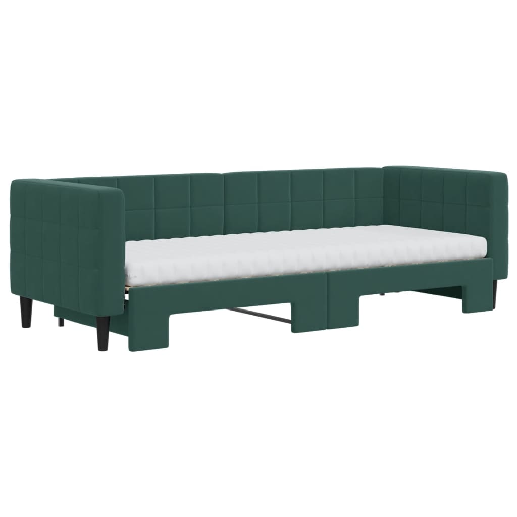 Divano Letto Estraibile Materassi Verde Scuro 80x200 Velluto 3196710