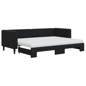 Divano Letto Estraibile con Materassi Nero 80x200 cm Vellutocod mxl 82694