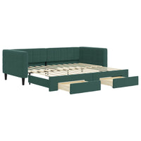 Divano Letto Estraibile Cassetti Verde Scuro 90x200cm Velluto 3196741