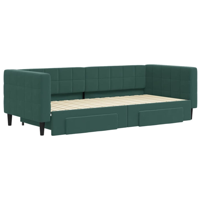 Divano Letto Estraibile Cassetti Verde Scuro 90x200cm Velluto 3196741