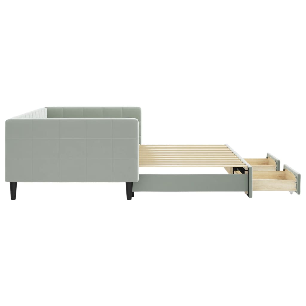 Divano Letto Estraibile Cassetti Grigio Chiaro 100x200 Velluto 3196746