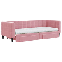 Divano Letto Estraibile con Cassetti Rosa 80x200 cm Velluto 3196759