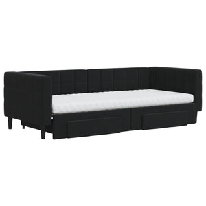 Divano Letto Estraibile con Cassetti Nero 90x200 cm in Velluto 3196767