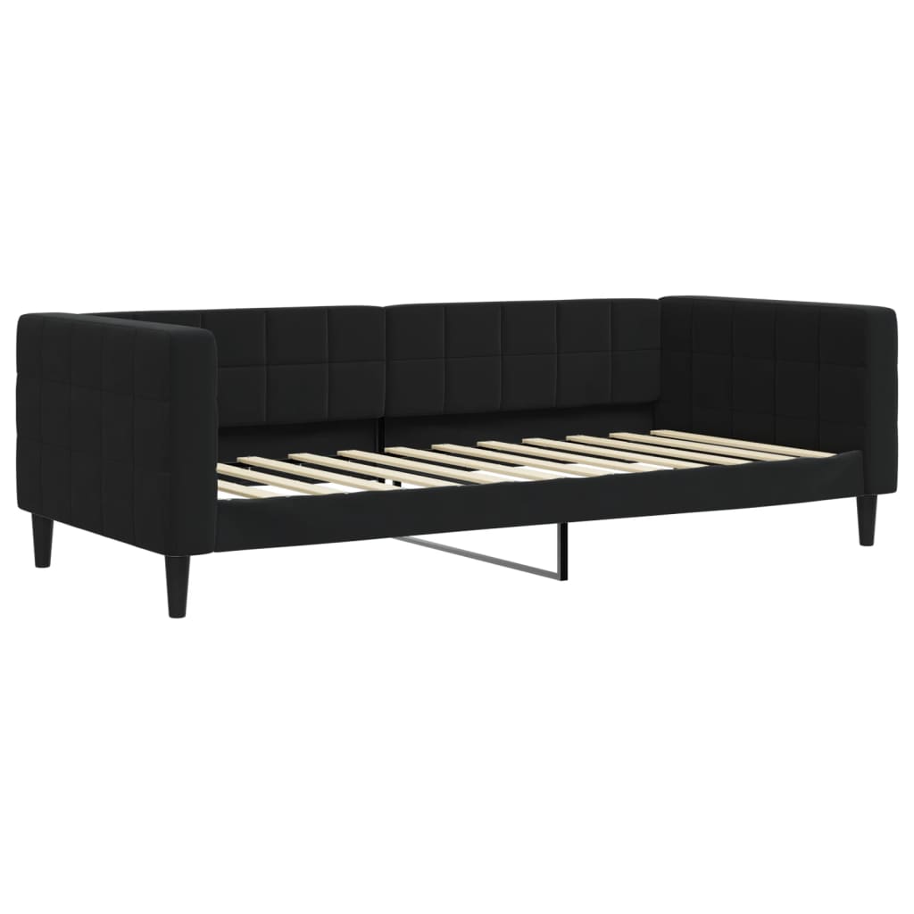 Divano Letto Estraibile con Cassetti Nero 90x200 cm in Velluto 3196767