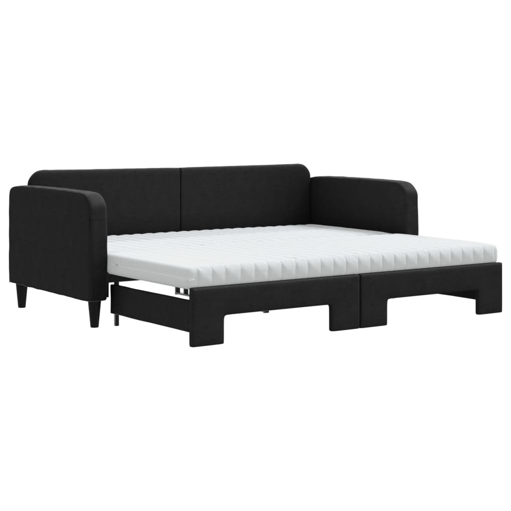 Divano Letto Estraibile con Materassi Nero 90x200 cm in Tessutocod mxl 106621