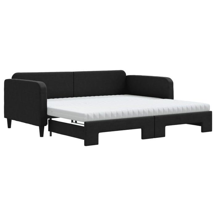 Divano Letto Estraibile con Materassi Nero 100x200 cm Tessutocod mxl 111746