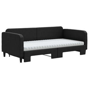 Divano Letto Estraibile con Materassi Nero 100x200 cm Tessutocod mxl 111746