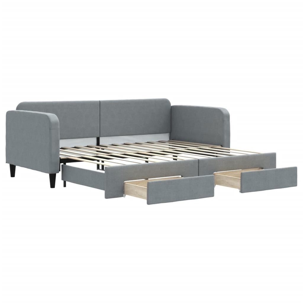 Divano Letto Estraibile Cassetti Grigio Chiaro 90x200cm Tessutocod mxl 130637